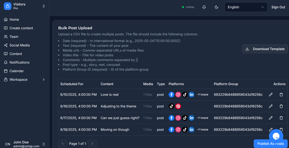 Zyhap Bulk Post Feature Dark Mode