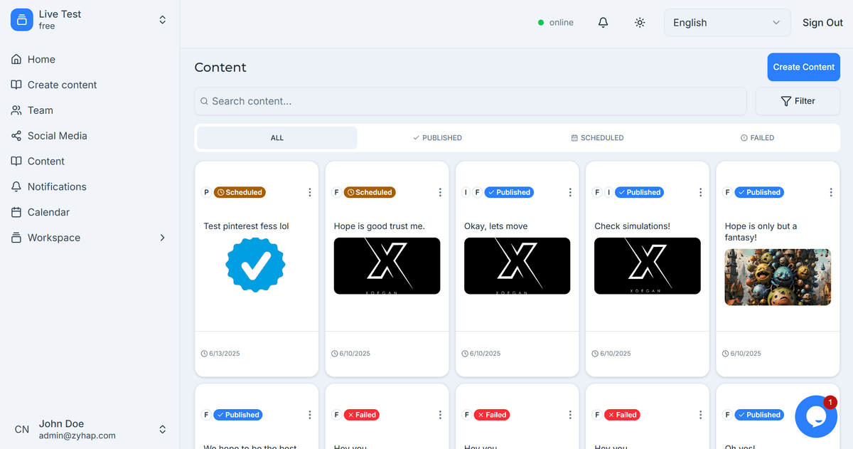 Unified social media dashboard