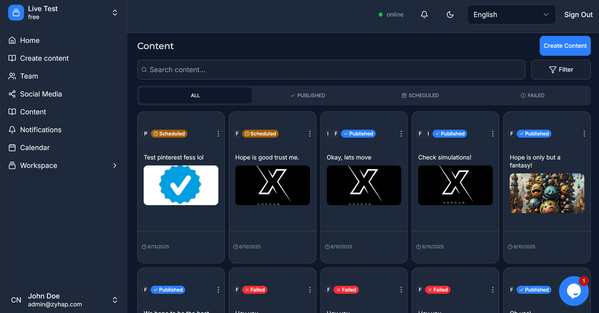 Unified social media dashboard